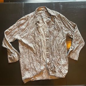 Vintage Pavo by Lastrada Large Floral Paisley Gray Scale Dark Button Down